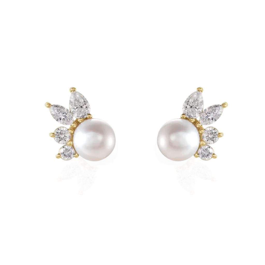 Natural Diamond 0.5 CTW  & Cultured Akoya Pearl Earrings