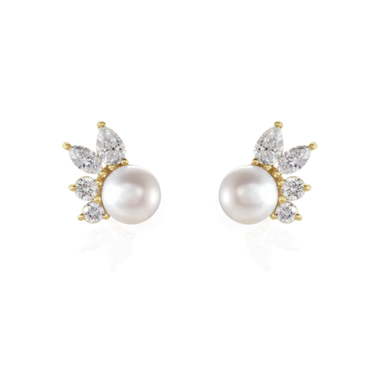 Natural Diamond 0.5 CTW  & Cultured Akoya Pearl Earrings