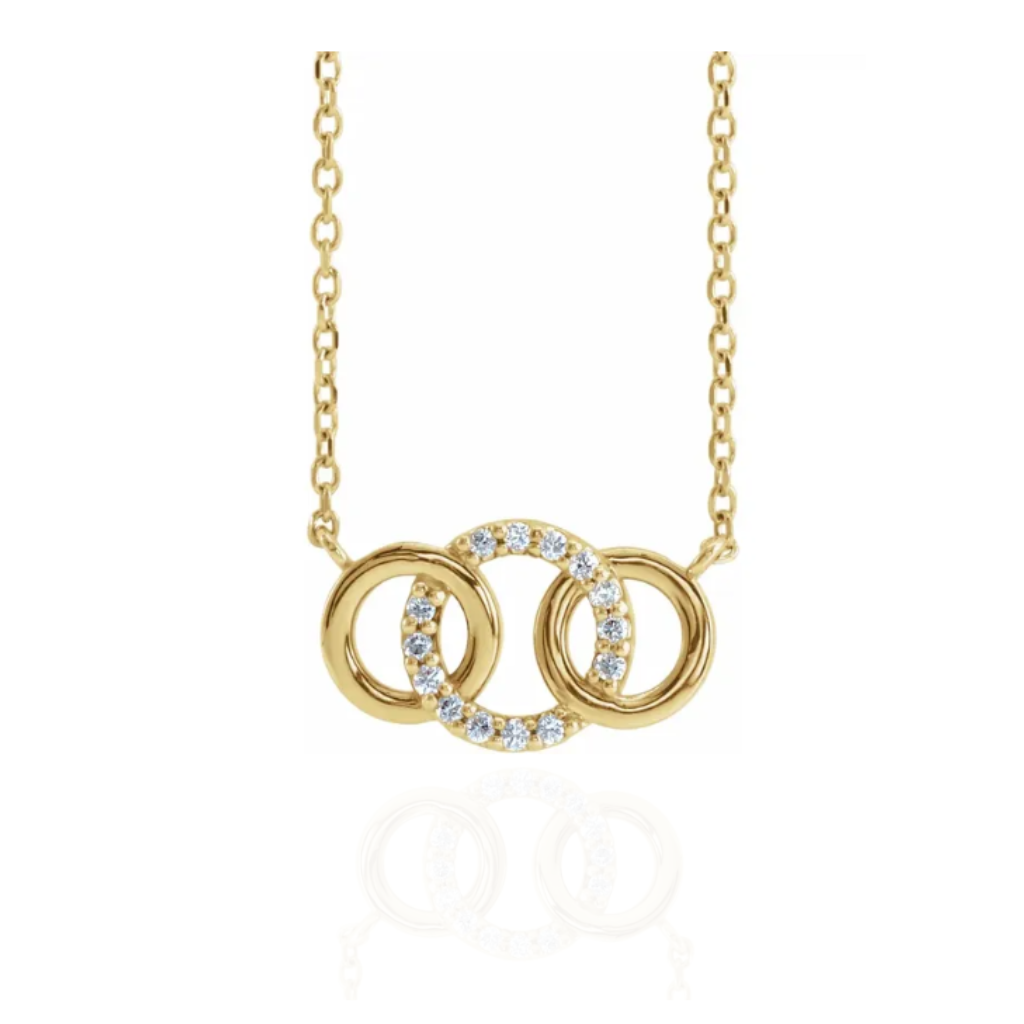 Natural Diamond Interlocking Circle 18" Necklace