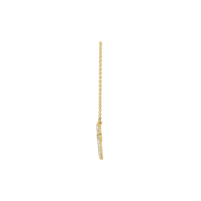 14K Yellow Gold Lab-Grown Diamond Cross Pendant Necklace, 18"