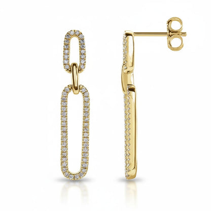 Natural Diamond Link Earrings in 14K Yellow Gold