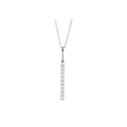 14K Gold Lab-Grown Diamond Vertical Bar 16-18" Necklace