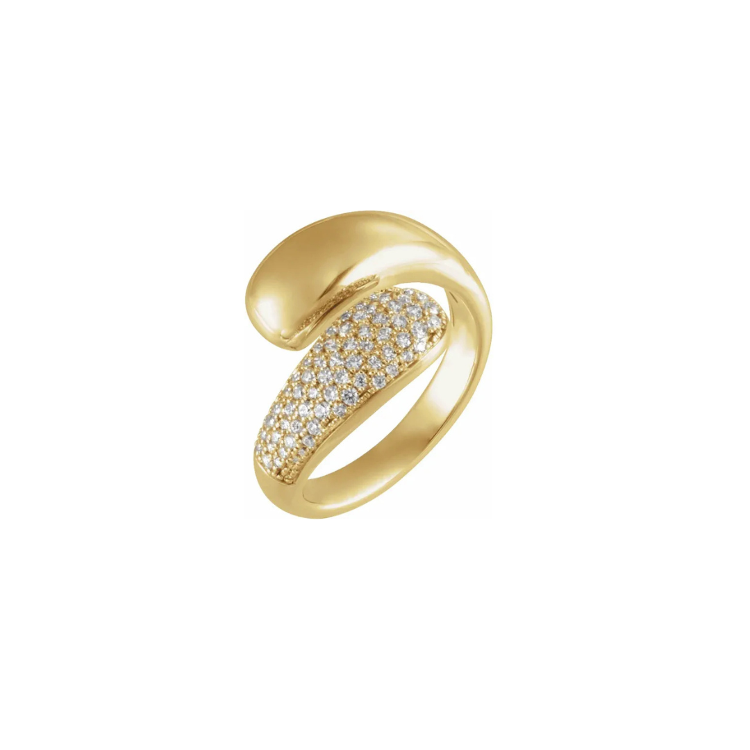 14K Solid Gold 0.5 CTW Lab-Grown Diamond Bypass Ring
