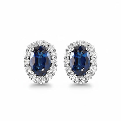 Natural Blue Sapphire & Diamond Earrings