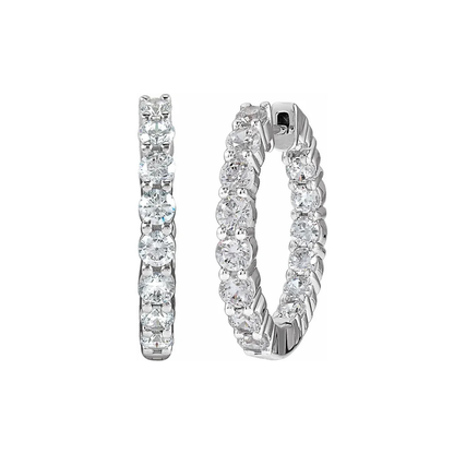 14K Gold 2 CTW Lab Diamond Inside-Out Hoop Earrings