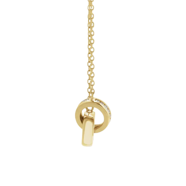 Natural Diamond Interlocking Circle Necklace in 14K Yellow Gold
