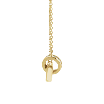 Natural Diamond Interlocking Circle Necklace in 14K Yellow Gold