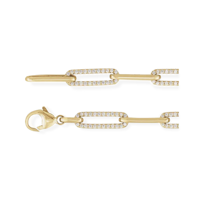 Natural Diamond Link Bracelet in 14K Yellow Gold