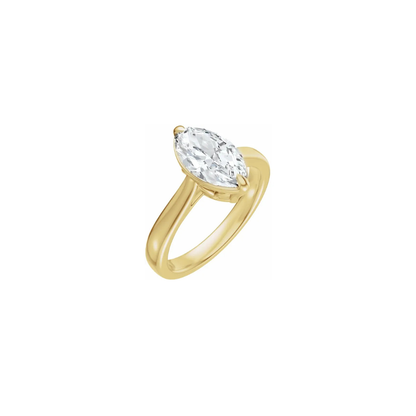 14K Solid Gold Marquise Engagement Ring & Band Set