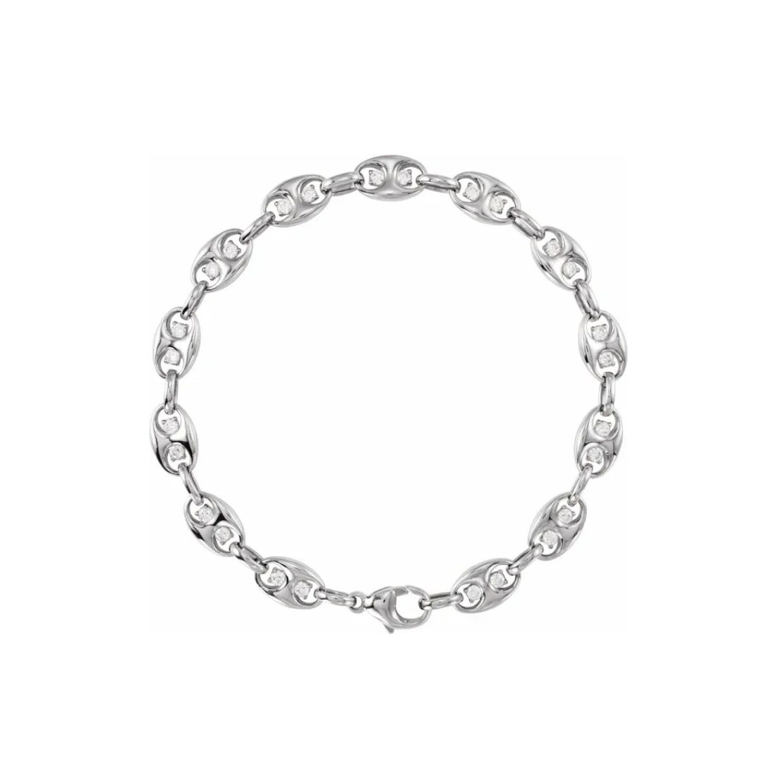 14K Solid Gold 1 CTW Lab-Grown Diamond Mariner Link Bracelet – 7.5"