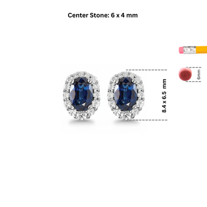 Natural Blue Sapphire & Diamond Earrings
