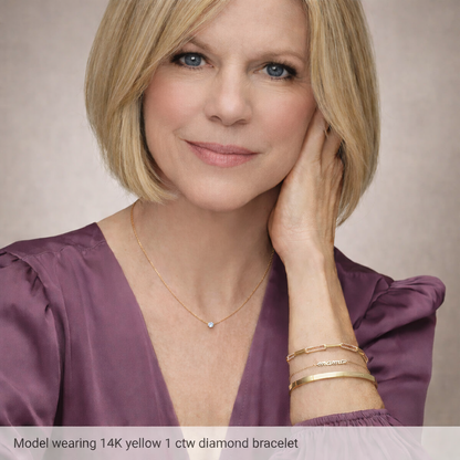 Natural Diamond Link Bracelet in 14K Yellow Gold