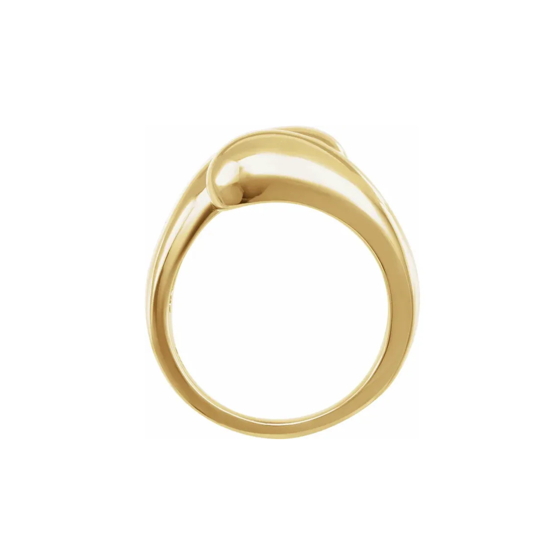 14K Solid Yellow Gold Bypass Ring