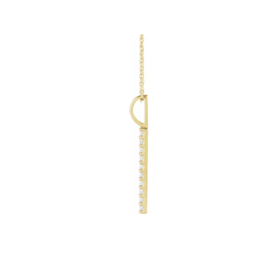 14K Gold Lab-Grown Diamond Vertical Bar 16-18" Necklace