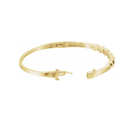 14K Solid Yellow Gold 0.25 CTW Natural Diamond Bangle 6.5" Bracelet