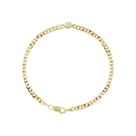14K Yellow Gold with Natural Diamond Link Bracelet 7
