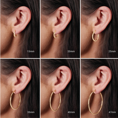 14K Yellow Gold Hoop Earrings, 25.1 mm