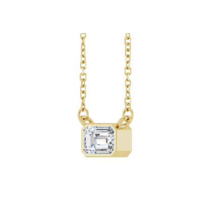 14K Gold 0.5 CT Lab-Grown Diamond Bezel Solitaire Necklace