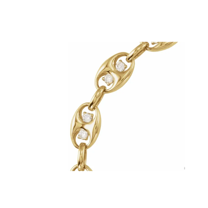 14K Solid Gold 1 CTW Lab-Grown Diamond Mariner Link Bracelet – 7.5"
