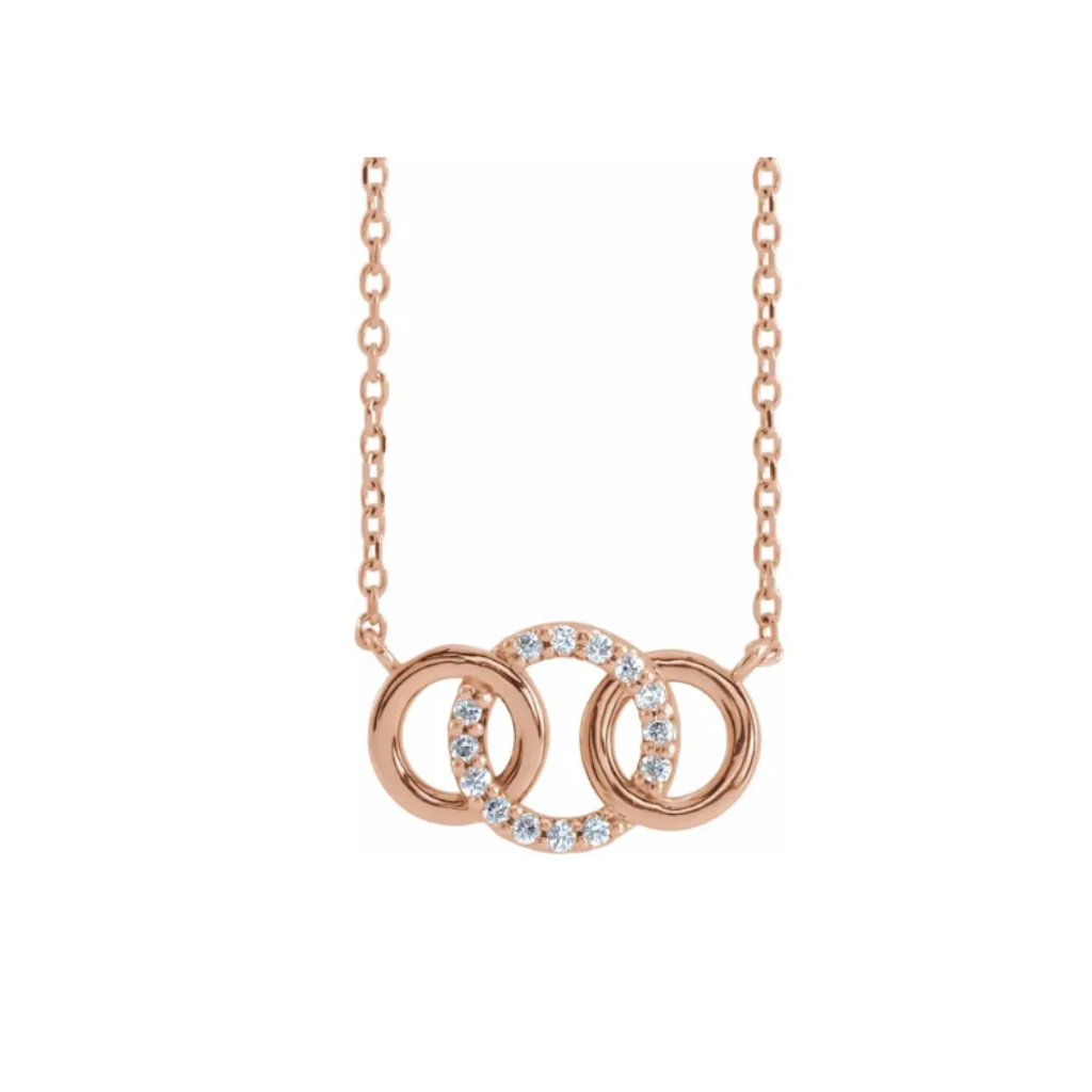 Natural Diamond Interlocking Circle 18" Necklace