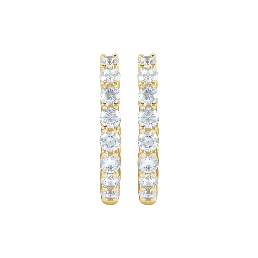 14K Gold 2 CTW Lab Diamond Inside-Out Hoop Earrings