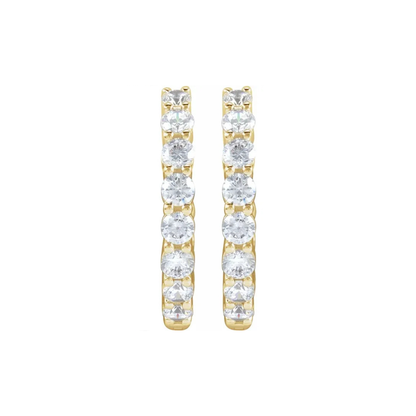 14K Gold 2 CTW Lab Diamond Inside-Out Hoop Earrings