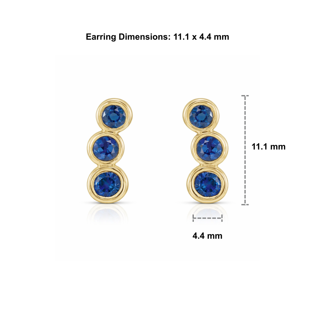 Natural Blue Sapphire Ear Climbers in 14K Yellow Gold