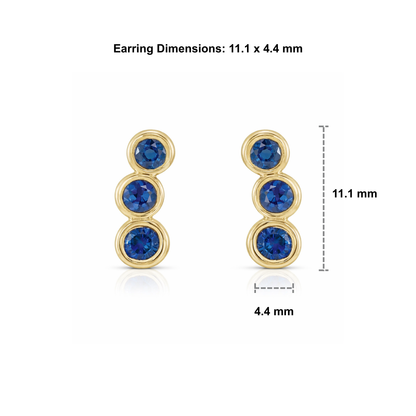 Natural Blue Sapphire Ear Climbers in 14K Yellow Gold