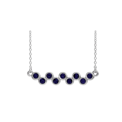 14K Gold Lab-Grown Blue Sapphire Bezel Bar Necklace, Adjustable 16-18