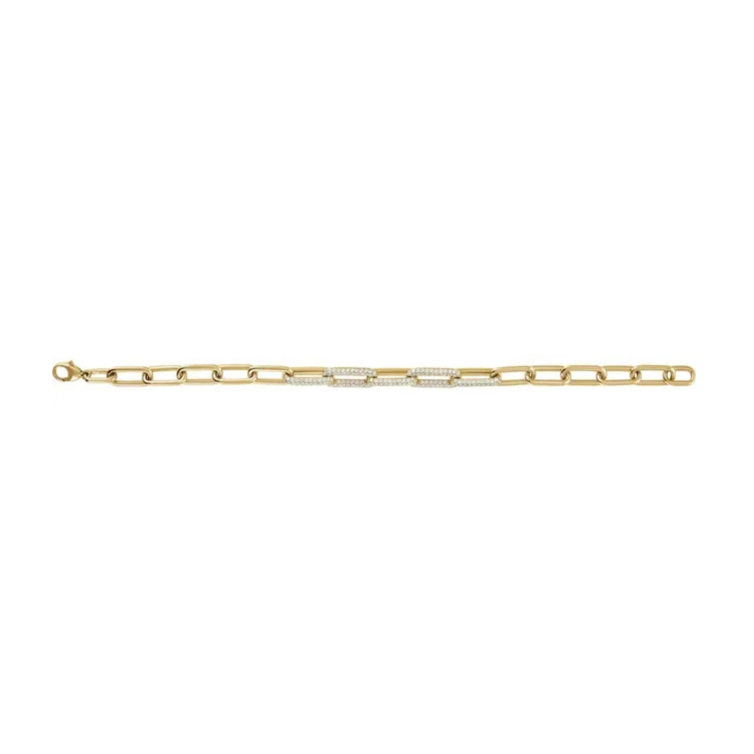 14K Solid Gold 1.5 CTW Lab-Grown Diamond Paperclip-Style 7" Bracelet