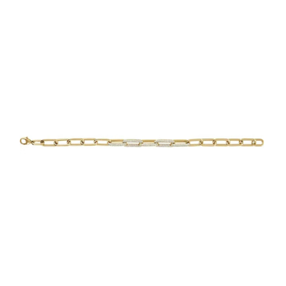 14K Solid Gold 1.5 CTW Lab-Grown Diamond Paperclip-Style 7" Bracelet