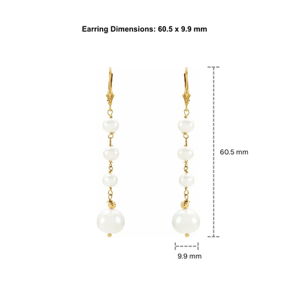14K Yellow Gold Cultured White Freshwater Pearl Earrings