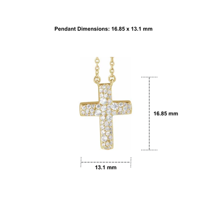 14K Yellow Gold Lab-Grown Diamond Cross Pendant Necklace, 18"