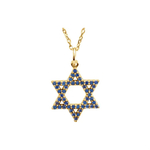 14K Gold Natural Blue Sapphire Star of David 16
