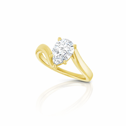 Pear Cut Diamond Solitaire Engagement Ring