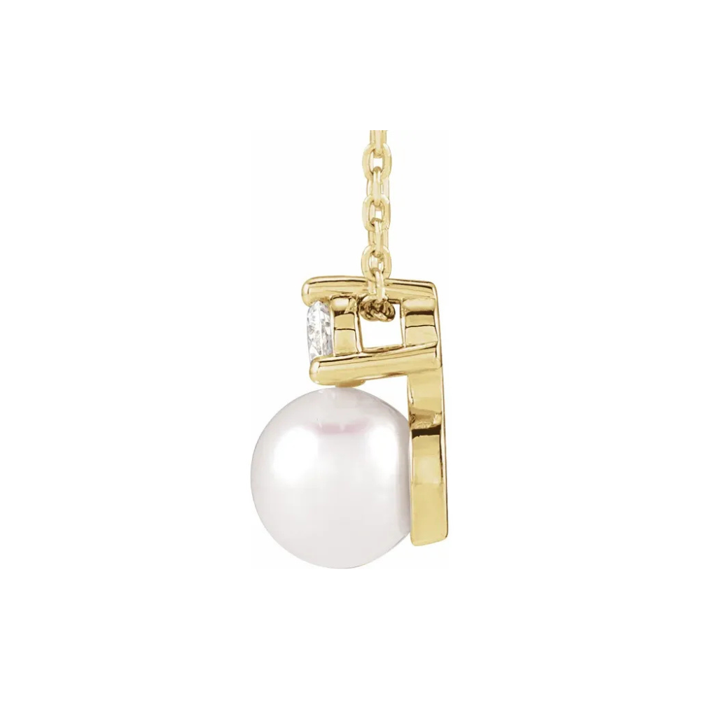 Freshwater Pearl &  Lab-Grown Diamond 16-18" Necklace