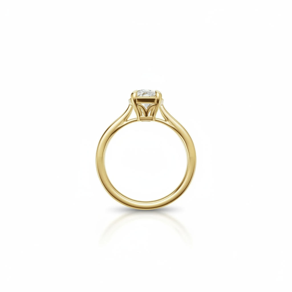 Solitaire Elongated Cushion Engagement Ring with Claw Prongs