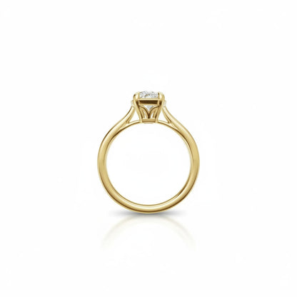 Solitaire Elongated Cushion Engagement Ring with Claw Prongs