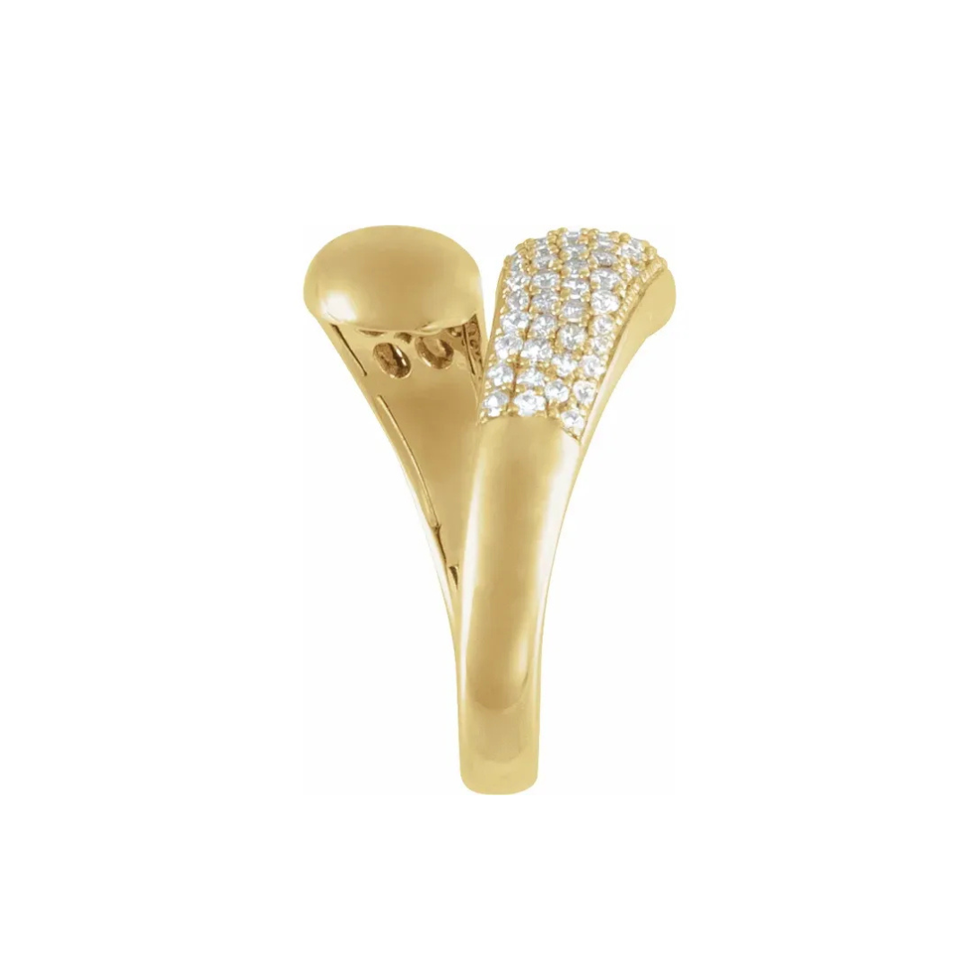 14K Solid Gold 0.5 CTW Lab-Grown Diamond Bypass Ring