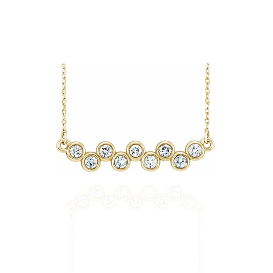 14K Gold 0.5 CTW Natural Diamond Bezel Bar Necklace