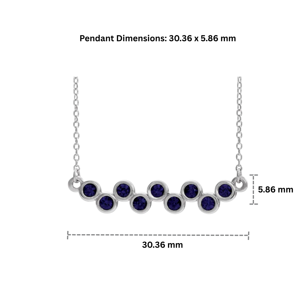 14K Gold Lab-Grown Blue Sapphire Bezel Bar Necklace, Adjustable 16-18