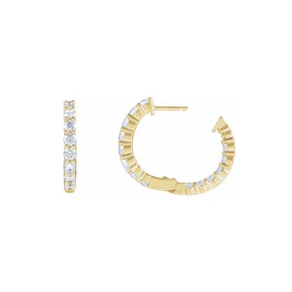 14K Gold 2 CTW Lab Diamond Inside-Out Hoop Earrings