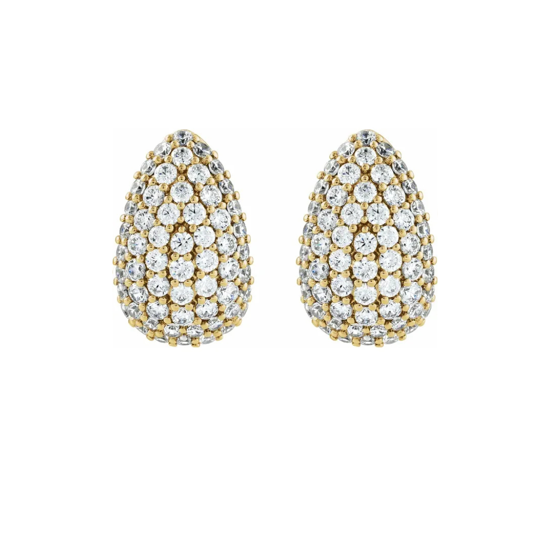 14K Solid Gold 1.75 CTW Lab-Grown Diamond Teardrop Earrings