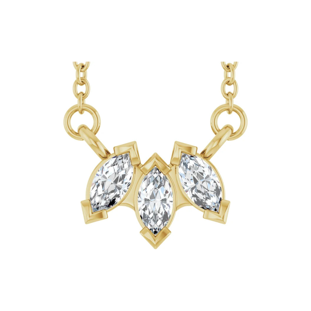 Lab-Grown Diamond Three-Stone Necklace (0.20 CTW), 18"