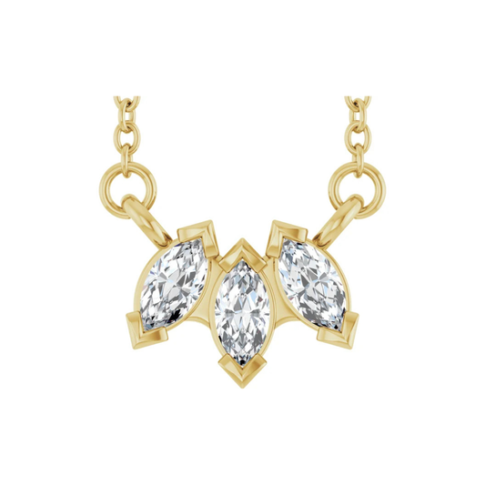 Lab-Grown Diamond Three-Stone Necklace (0.20 CTW), 18"