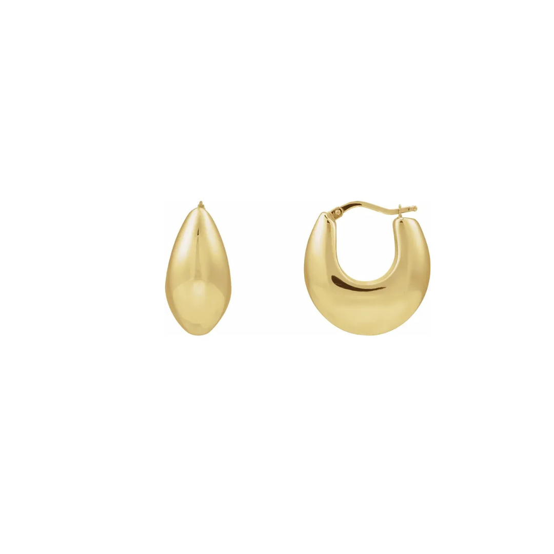 14K Yellow Gold Hoop Earrings, 25.1 mm