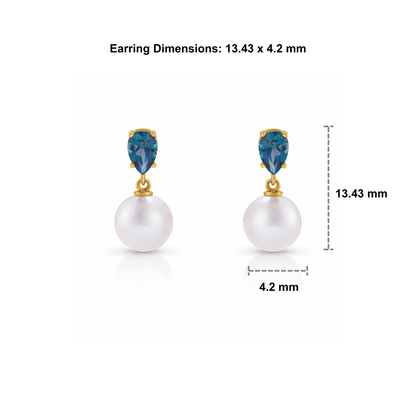 Akoya Pearl Earrings with Natural London Blue Topaz