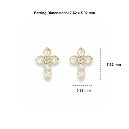 Natural Diamond Cross Earrings in Solid Gold