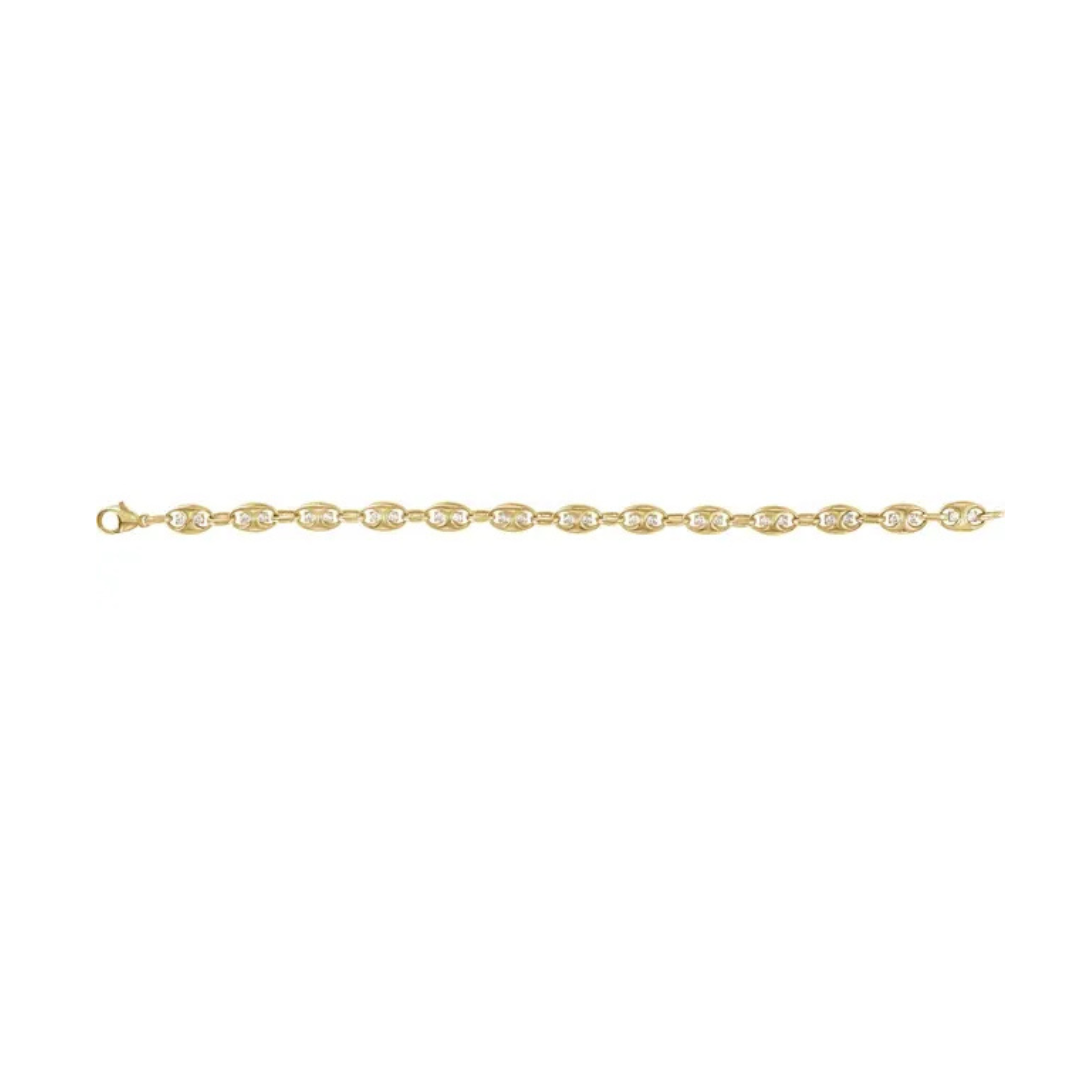 14K Solid Gold 1 CTW Lab-Grown Diamond Mariner Link Bracelet – 7.5"