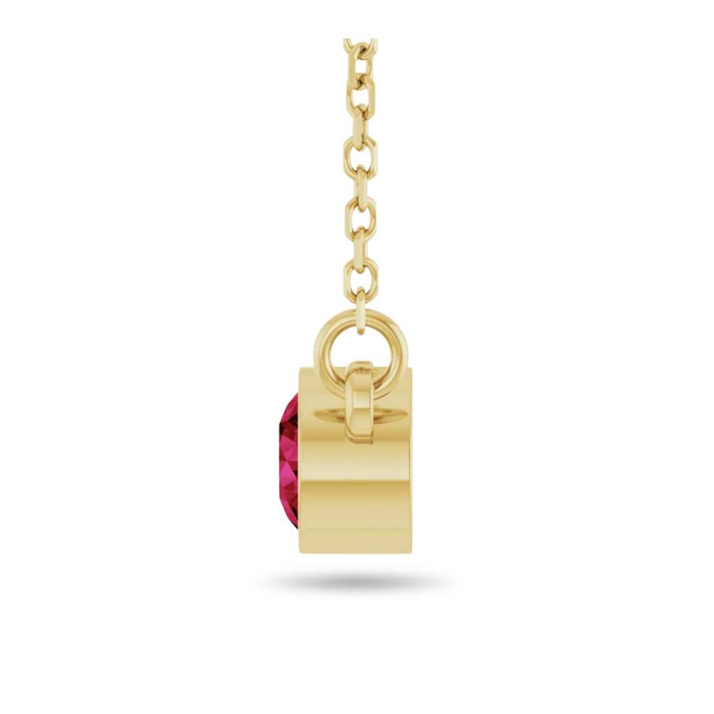 Round Lab-Grown Ruby Solitaire Necklace